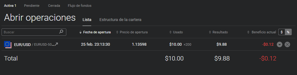 histórico operación activa libertex
