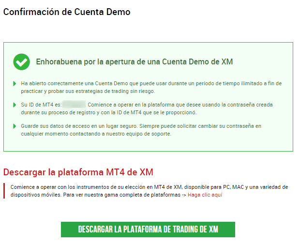 confirmación datos cuenta xm