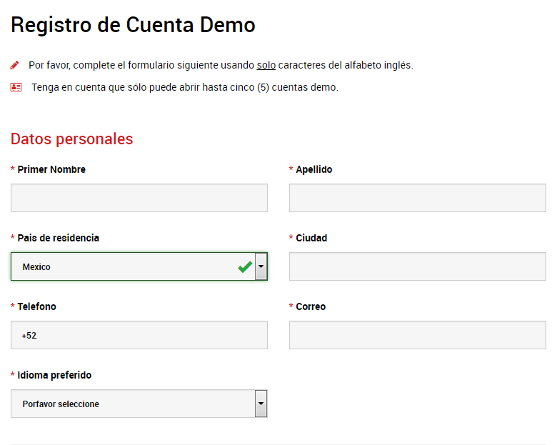 registro cuenta demo XM