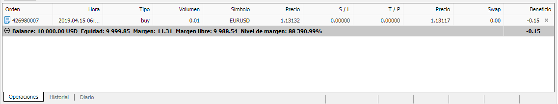 orden activa terminal