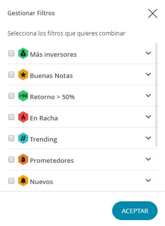 filtros de búsqueda de darwinex
