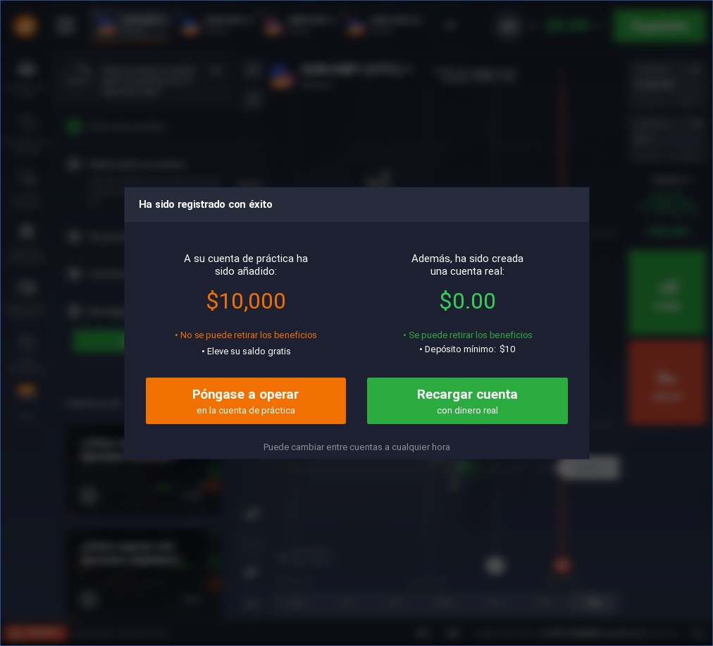 Cuenta real y cuenta de práctica de IQ option