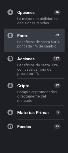 Lista de activos disponibles