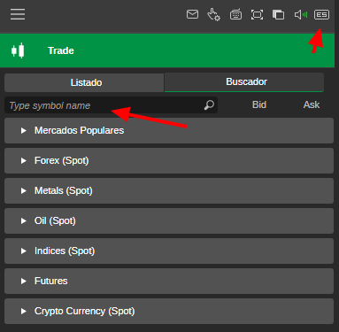 Herramienta de busqueda ctrader Pepperstone