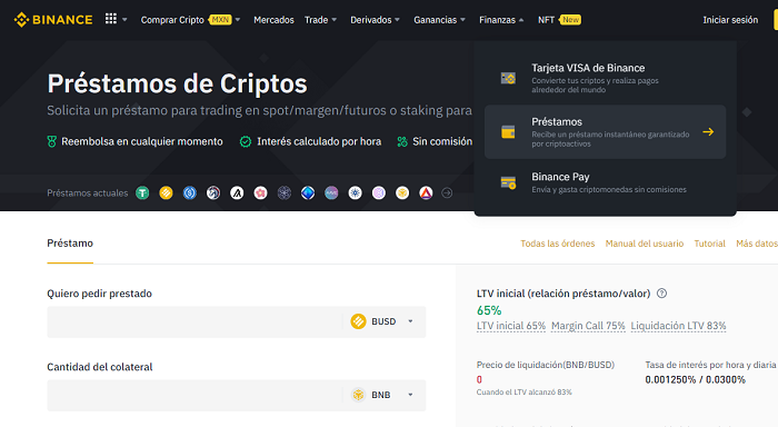 préstamos y tarjetas Binance