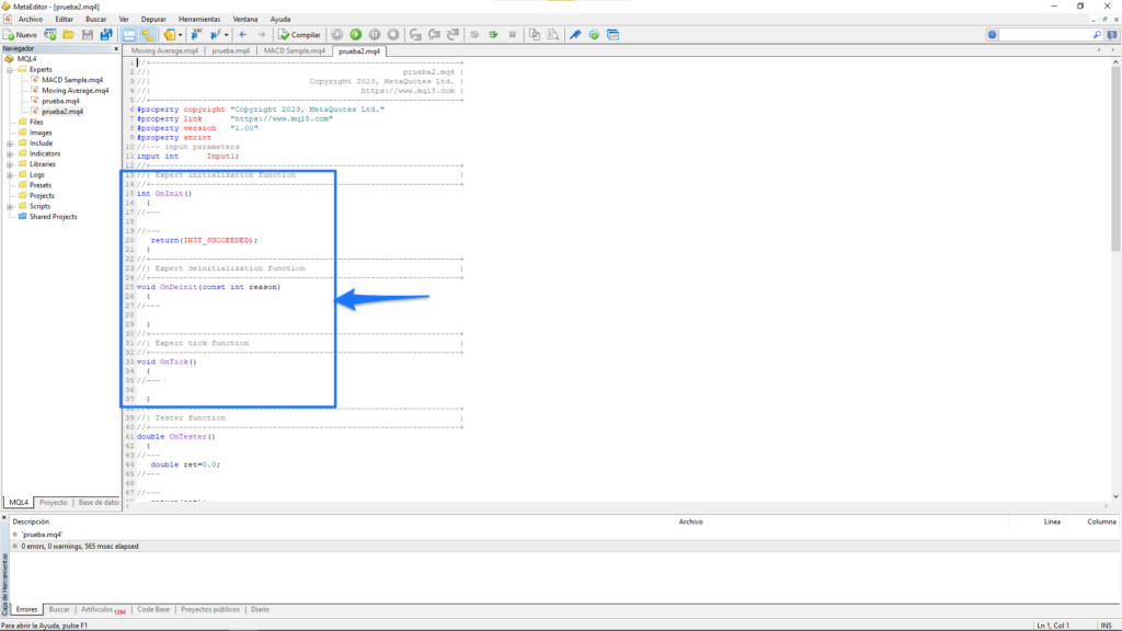 Programar Expert Advisor con MQL4 estructura general