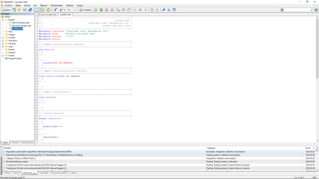 Programar Expert Advisor con MQL4